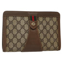 GUCCI GG Supreme Web Sherry Line Clutch Bag PVC Beige Gold 89 01 032 Auth 143928-1