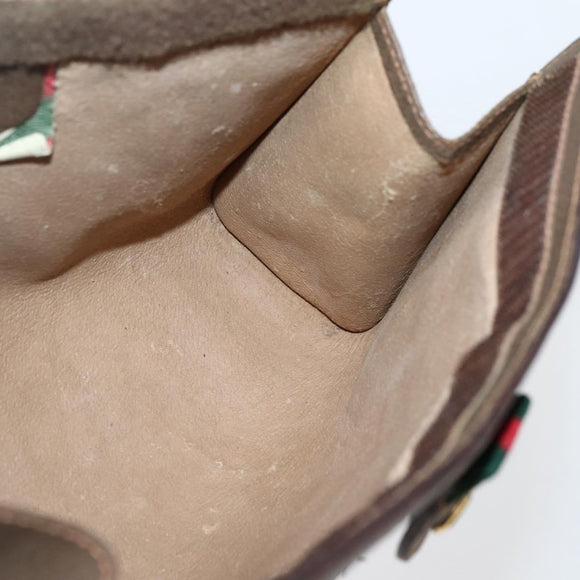 GUCCI GG Supreme Web Sherry Line Clutch Bag PVC Beige Gold 89 01 032 Auth 143928