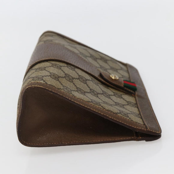 GUCCI GG Supreme Web Sherry Line Clutch Bag PVC Beige Gold 89 01 032 Auth 143928