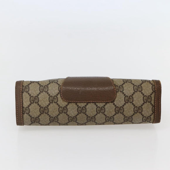 GUCCI GG Supreme Web Sherry Line Clutch Bag PVC Beige Gold 89 01 032 Auth 143928