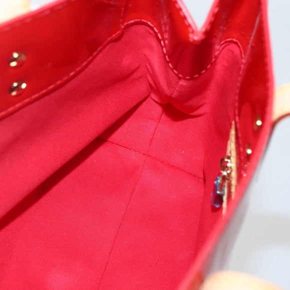 LOUIS VUITTON Monogram Vernis Reade PM Hand Bag Red Rouge M91088 LV Auth 143948