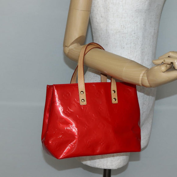 LOUIS VUITTON Monogram Vernis Reade PM Hand Bag Red Rouge M91088 LV Auth 143948