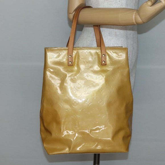 LOUIS VUITTON Monogram Vernis Reade MM Hand Bag Beige M91141 LV Auth 143950