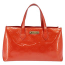 LOUIS VUITTON Monogram Vernis Wilshire PM Bag Orenge Sunset M93644 Auth 143951-13