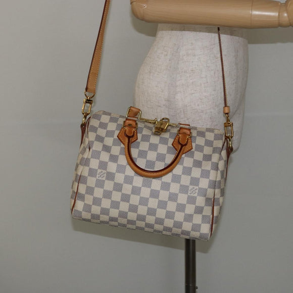 LOUIS VUITTON Damier Azur Speedy Bandouliere 25 Hand Bag N41000 LV Auth 143958V