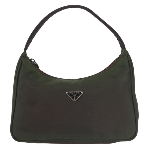PRADA Hand Bag Nylon Green Auth 143961