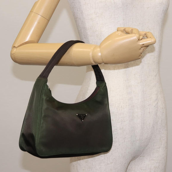 PRADA Hand Bag Nylon Green Auth 143961