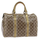 GUCCI GG Crystal Boston Bag Coated Canvas Beige Gold 193603 Auth 143964-1