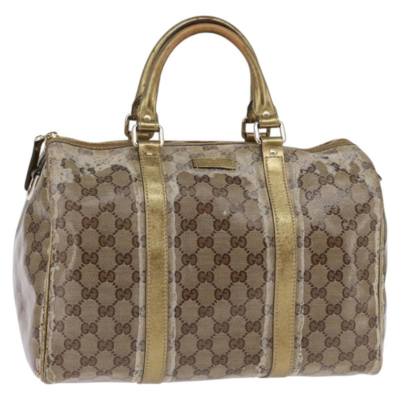 GUCCI GG Crystal Boston Bag Coated Canvas Beige Gold 193603 Auth 143964