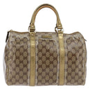GUCCI GG Crystal Boston Bag Coated Canvas Beige Gold 193603 Auth 143964-13