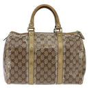 GUCCI GG Crystal Boston Bag Coated Canvas Beige Gold 193603 Auth 143964-2
