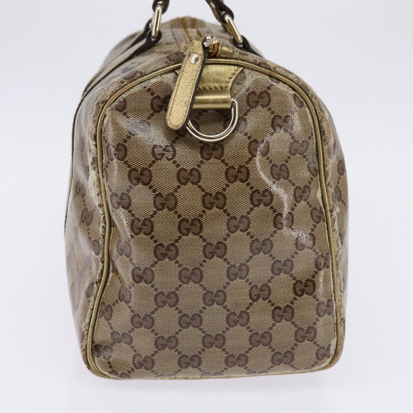 GUCCI GG Crystal Boston Bag Coated Canvas Beige Gold 193603 Auth 143964