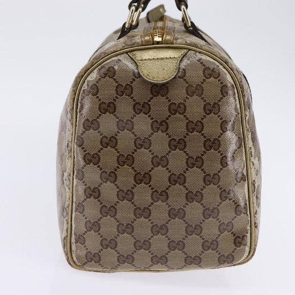 GUCCI GG Crystal Boston Bag Coated Canvas Beige Gold 193603 Auth 143964
