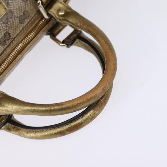 GUCCI GG Crystal Boston Bag Coated Canvas Beige Gold 193603 Auth 143964