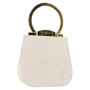 Salvatore Ferragamo Gancini Hand Bag Leather White Gold Auth 143966-1