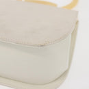 Salvatore Ferragamo Gancini Hand Bag Leather White Gold Auth 143966-9