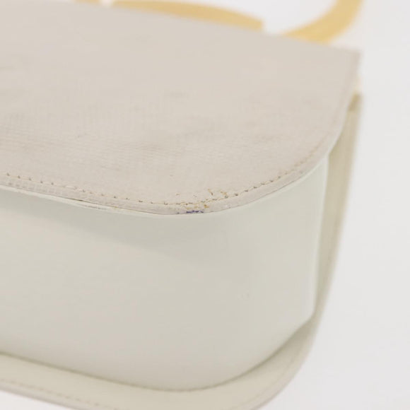 Salvatore Ferragamo Gancini Hand Bag Leather White Gold Auth 143966
