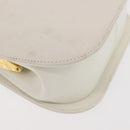 Salvatore Ferragamo Gancini Hand Bag Leather White Gold Auth 143966-15