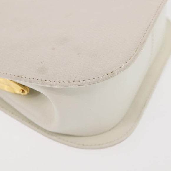 Salvatore Ferragamo Gancini Hand Bag Leather White Gold Auth 143966