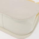 Salvatore Ferragamo Gancini Hand Bag Leather White Gold Auth 143966-16