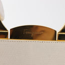 Salvatore Ferragamo Gancini Hand Bag Leather White Gold Auth 143966-10