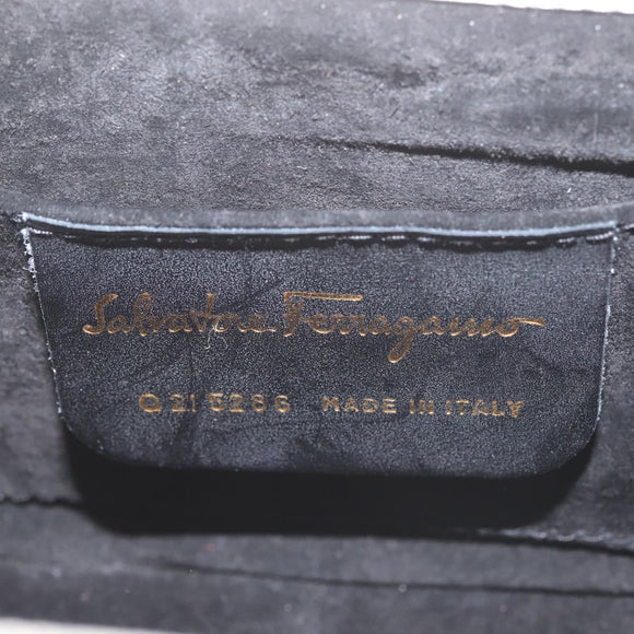 Salvatore Ferragamo Gancini Hand Bag Leather White Gold Auth 143966