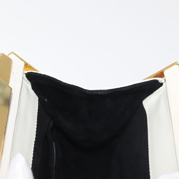 Salvatore Ferragamo Gancini Hand Bag Leather White Gold Auth 143966