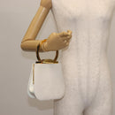 Salvatore Ferragamo Gancini Hand Bag Leather White Gold Auth 143966-20