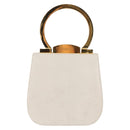 Salvatore Ferragamo Gancini Hand Bag Leather White Gold Auth 143966-13