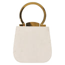 Salvatore Ferragamo Gancini Hand Bag Leather White Gold Auth 143966-2