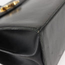 Salvatore Ferragamo Gancini Hand Bag Leather Black Gold Auth 143967-9