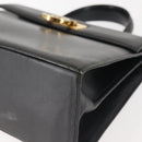Salvatore Ferragamo Gancini Hand Bag Leather Black Gold Auth 143967-15