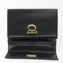 Salvatore Ferragamo Gancini Hand Bag Leather Black Gold Auth 143967-10
