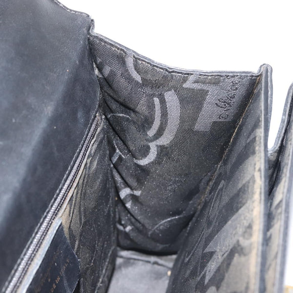 Salvatore Ferragamo Gancini Hand Bag Leather Black Gold Auth 143967