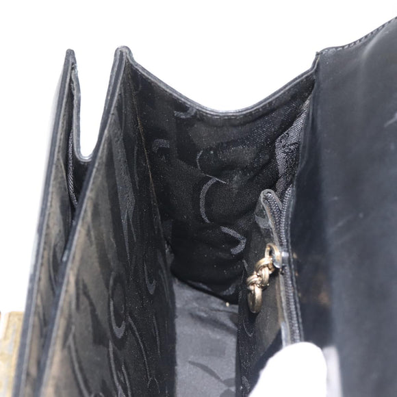 Salvatore Ferragamo Gancini Hand Bag Leather Black Gold Auth 143967