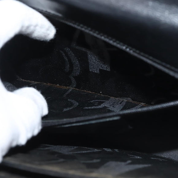 Salvatore Ferragamo Gancini Hand Bag Leather Black Gold Auth 143967