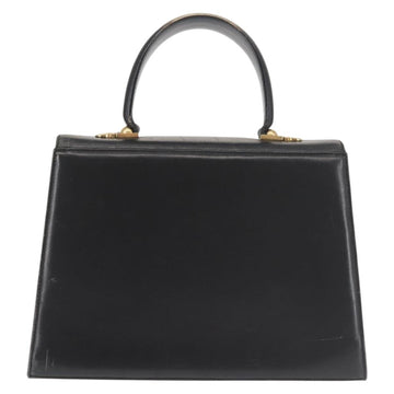 Salvatore Ferragamo Gancini Hand Bag Leather Black Gold Auth 143967 - 0