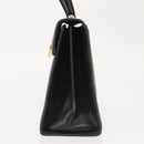 Salvatore Ferragamo Gancini Hand Bag Leather Black Gold Auth 143967-3