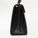 Salvatore Ferragamo Gancini Hand Bag Leather Black Gold Auth 143967-4