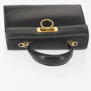 Salvatore Ferragamo Gancini Hand Bag Leather Black Gold Auth 143967-7