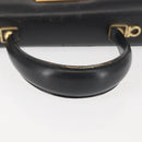 Salvatore Ferragamo Gancini Hand Bag Leather Black Gold Auth 143967-8
