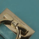 Salvatore Ferragamo Gancini Hand Bag Leather Gold Emerald Green Auth 143968-17