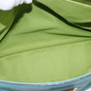 Salvatore Ferragamo Gancini Hand Bag Leather Gold Emerald Green Auth 143968-11