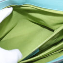 Salvatore Ferragamo Gancini Hand Bag Leather Gold Emerald Green Auth 143968-21