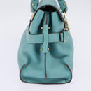 Salvatore Ferragamo Gancini Hand Bag Leather Gold Emerald Green Auth 143968-3