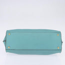 Salvatore Ferragamo Gancini Hand Bag Leather Gold Emerald Green Auth 143968-5