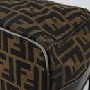 FENDI Zucca Canvas Hand Bag Brown Black gold Auth 143970-15