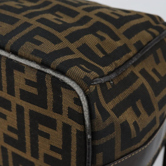 FENDI Zucca Canvas Hand Bag Brown Black gold Auth 143970