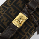 FENDI Zucca Canvas Hand Bag Brown Black gold Auth 143970-17