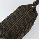 FENDI Zucca Canvas Hand Bag Brown Black gold Auth 143970-10